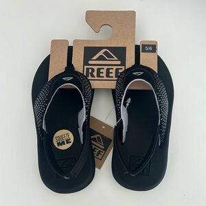 Reef Toddler Little Rover Black Flip Flop Sandals with Strap, New- Size 5/6